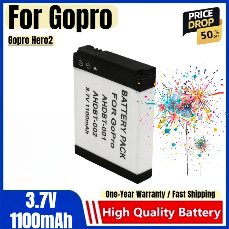 แบตเตอรี่ GoPro สําหรับ GoPro Action กล้อง AHDBT-001 002 แบตเตอรี่ GoPro Hero2 Action กล้องแบตเตอรี่