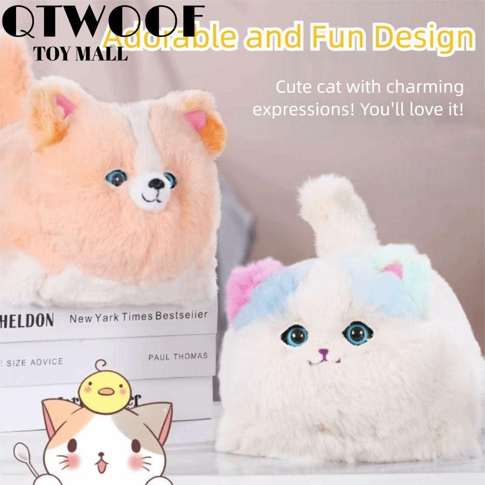 QTWOOOF Interactive Huggy Cat, Plush Interactive Function ตุ๊กตาไฟฟ้าที่สมจริง,จําลองการออกแบบไฟฟ้าข