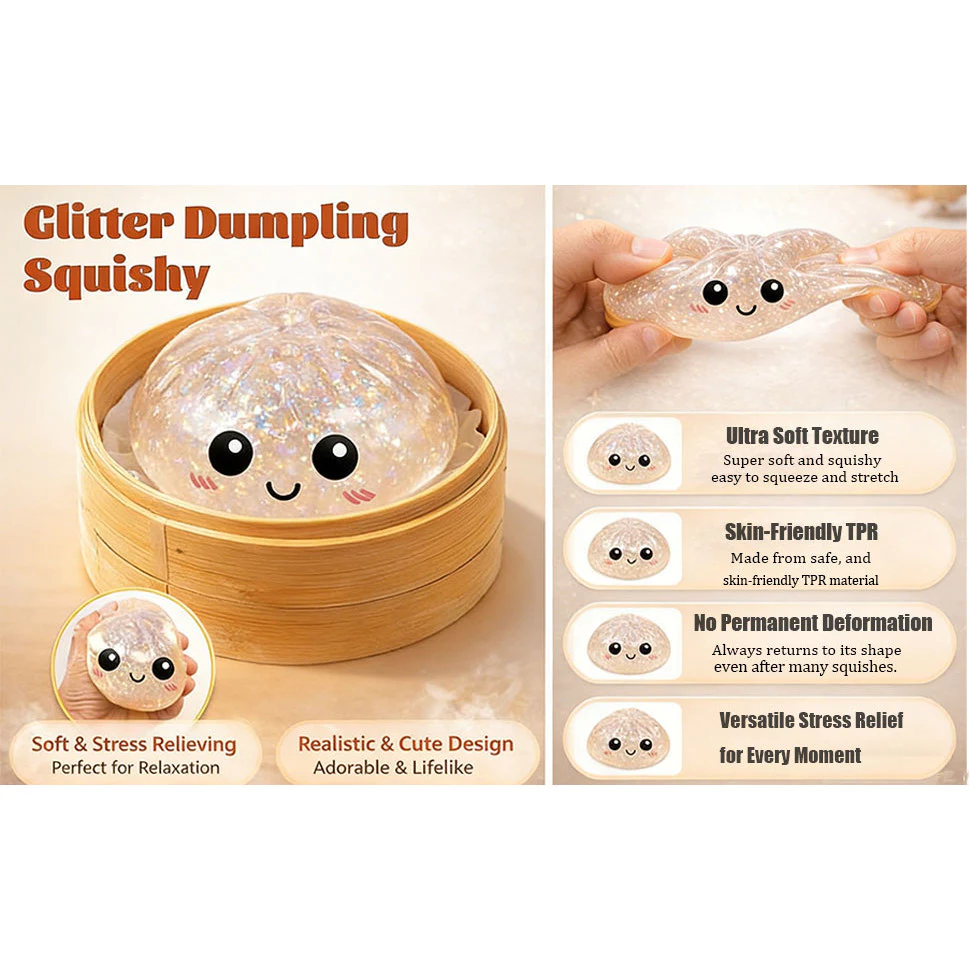 2026 Glitter Dumpling Squishy ของเล่นบีบบัวนุ่ม thumbnail 9