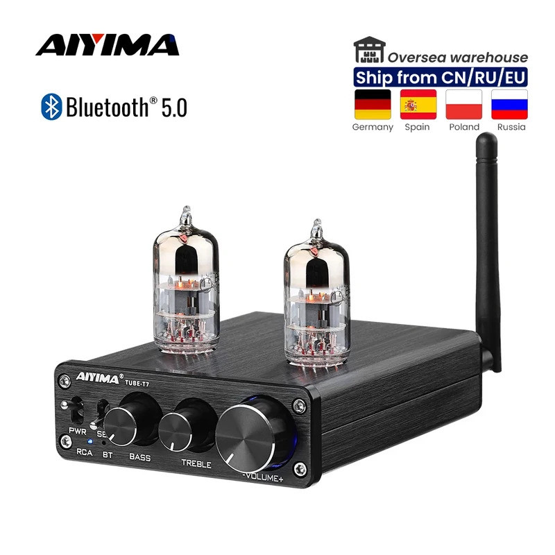AIYIMA เสียง T7 6H3N หลอด Pre-Amplifier เครื่องขยายเสียงไฮไฟสเตอริโอบลูทูธ 5.0 สูญญากาศ Bile Tube Pr