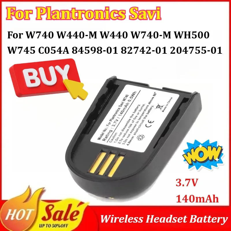 ชุดหูฟังไร้สายแบตเตอรี่สําหรับ Plantronics Savi W740 W440-M W440 W740-M WH500 W745 C054A 84598-01 82