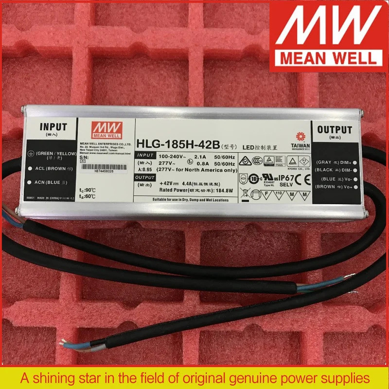 MEAN WELL dimming แหล่งจ่ายไฟ LED HLG-185H-12B HLG-185H-20B HLG-185H-24B HLG-185H-30B HLG-185H-36B H