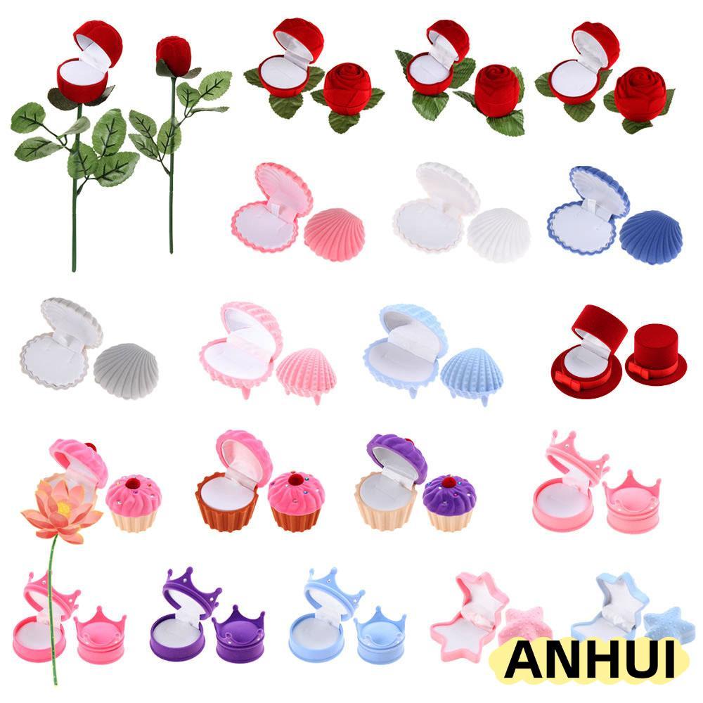 ANHUI กํามะหยี่กล่องเครื่องประดับน่ารักอุปกรณ์เสริมแพคเกจสร้อยข้อมือคอนเทนเนอร์