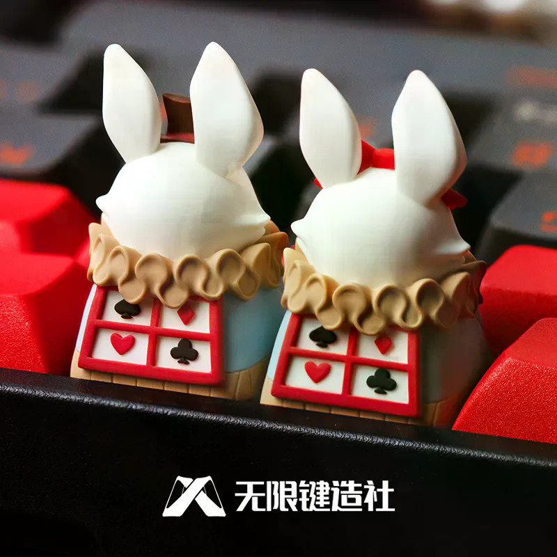 Alice Rabbit Original Series หมวกด้านบน Bow Keycap น่ารักที่ไม่ซ้ํากันคีย์บอร์ดหมวก Keycap ESC