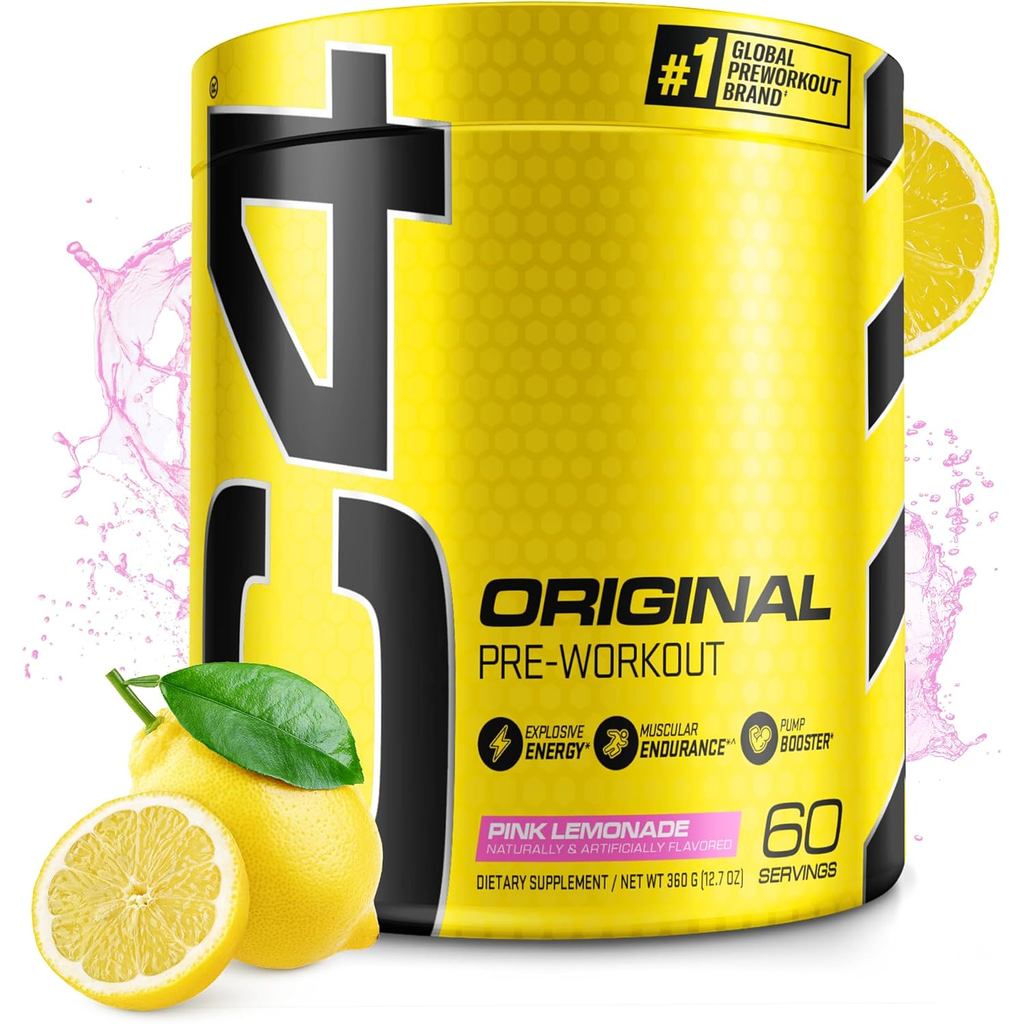 C4 Original Pre Workout Powder Pink Lemonade Vitamin C for Immune Support Sugar Free Preworkout Ener