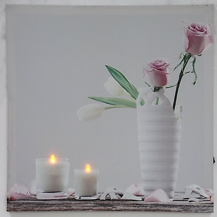 รูปภาพติดผนัง มีไฟ LED เปิด-ปิดได้ รูปสะพานประดับไฟในทะเล size 40x40 cm.(18255)