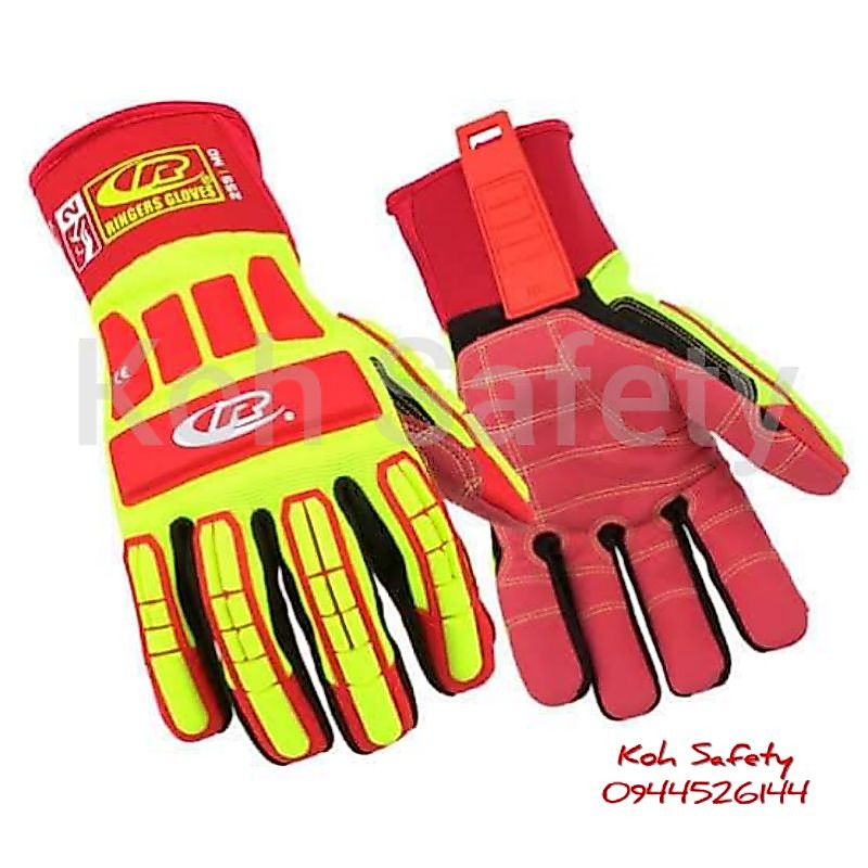 ถุงมือกู้ภัย Ringer​ gloves​ R-259​ Roughneck​ (ของแท้​100​%)​ ถุงมือเซฟตี้​ ป้องกันแรงกระแทก-กันบาด HiVis, ปานกลาง