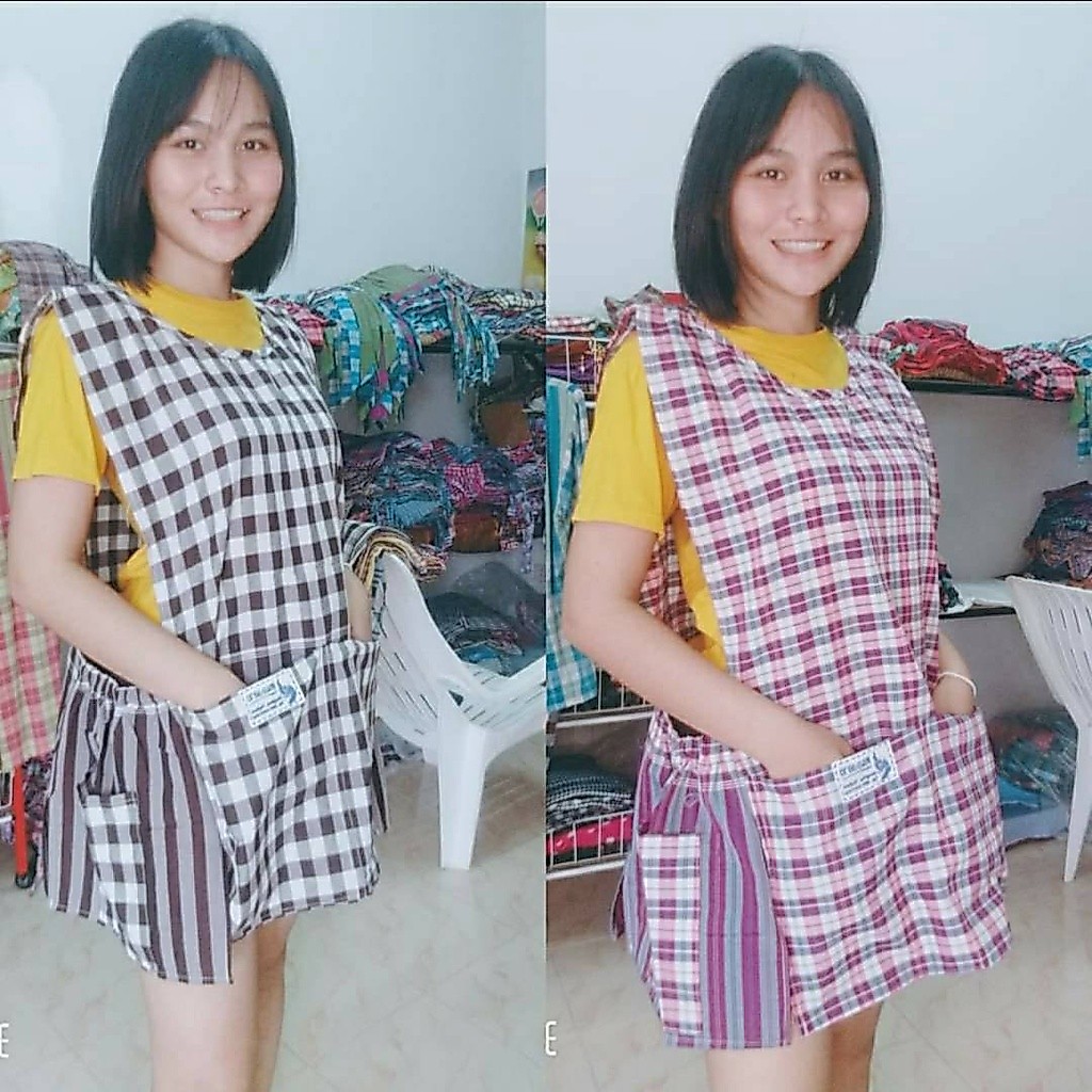 ผ้ากันเปื้อน เสื้อคุม G 1-33 ซักเครื่องได้ สีไม่ตกไม่หด สีสดเนื้อผ้านิ่ม ผ้าขาวม้า ใส่สบาย