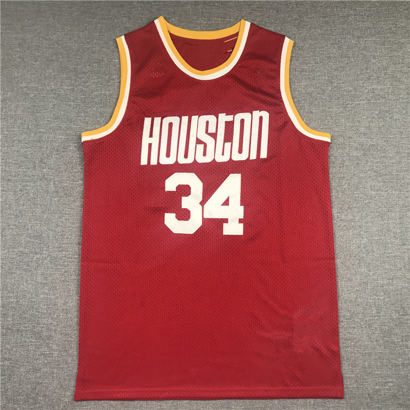 เสื้อบาสเกตบอลปักลาย Rocket 34 Vintage Red อรชูวงศ์ HOUSTON OLAJUWON BASKETBALL