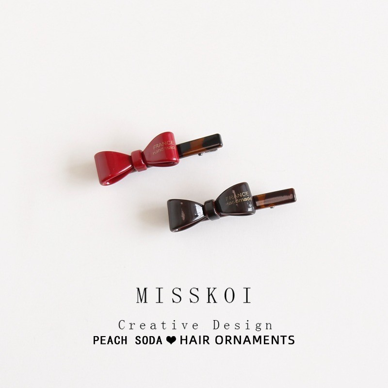 วัสดุอะซิเตท MISSKOI!ประณีต High-End Bow กิ๊บติดผม Duckbill คลิปหญิงหน้าผากผมหัก Bangs คลิปคลิปด้านข้าง