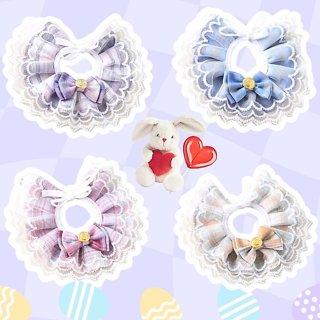 (A14)(พร้อมส่ง!) ปลอกคอลูกไม้ ลายสก๊อต หลากสี สไตล์คุณหนู น่ารักสุดๆ❤️