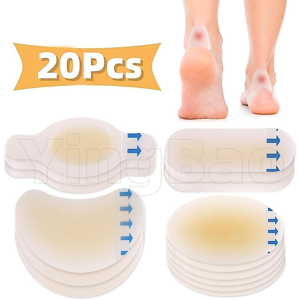 20 ชิ้น Blister Bandage Blister Gel Guard Heel Pads Cushion Bandages กันน้ําแผ่นกาวสําหรับปกป้องเท้า Toe จากถูรองเท้า
