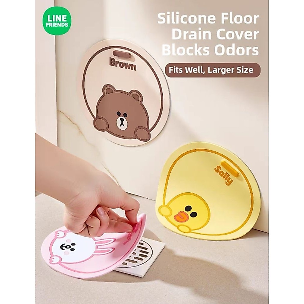Line​ Friends​ แผ่นซิลิโคน​ปิดท่อระบาย​น้ำทิ้ง​ในห้องน้ำ​ ป้องกัน​แมลง​ และ​กลิ่นไม่พึงประสงค์​