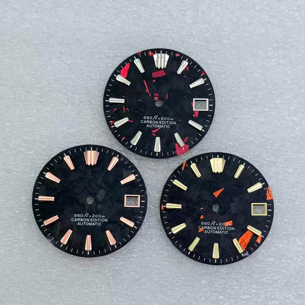 [Dial Accessories 5] NH35 Dial คาร์บอนไฟเบอร์ Trapezoidal Nail Dial เส้นผ่านศูนย์กลาง 28.5 มม.ไม่มี 