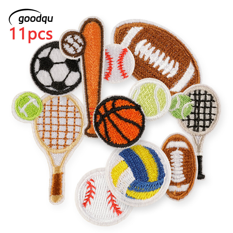 11pcs Lot Ball การออกกําลังกาย Patch เหล็กบนแพทช์สําหรับเสื้อผ้าปักสําหรับแจ็คเก็ตกลางแจ้งเย็บสติกเกอร์ Diy กางเกงยีนส์ Thermoกาว