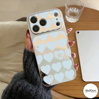 เคสไอโฟน 17เคสกระจก หัวใจสีพาสเทล สไตล์ฮิตกันกระแทก น่ารักสำหรับ IPhone 17 16 Air 15 11 13 12 14 Pro Max X XR 15 16 Plus