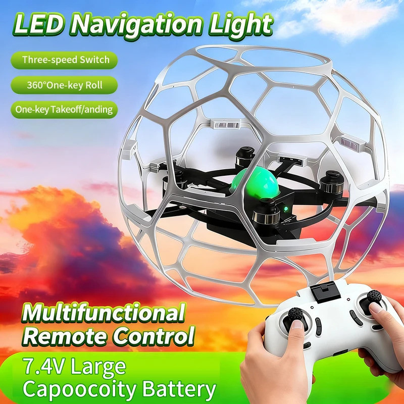รีโมทคอนโทรลฟุตบอล Drone Kids Flight Training RC Drone ของเล่น Pro Racing Drone พร้อม FPV เด็ก Quadc