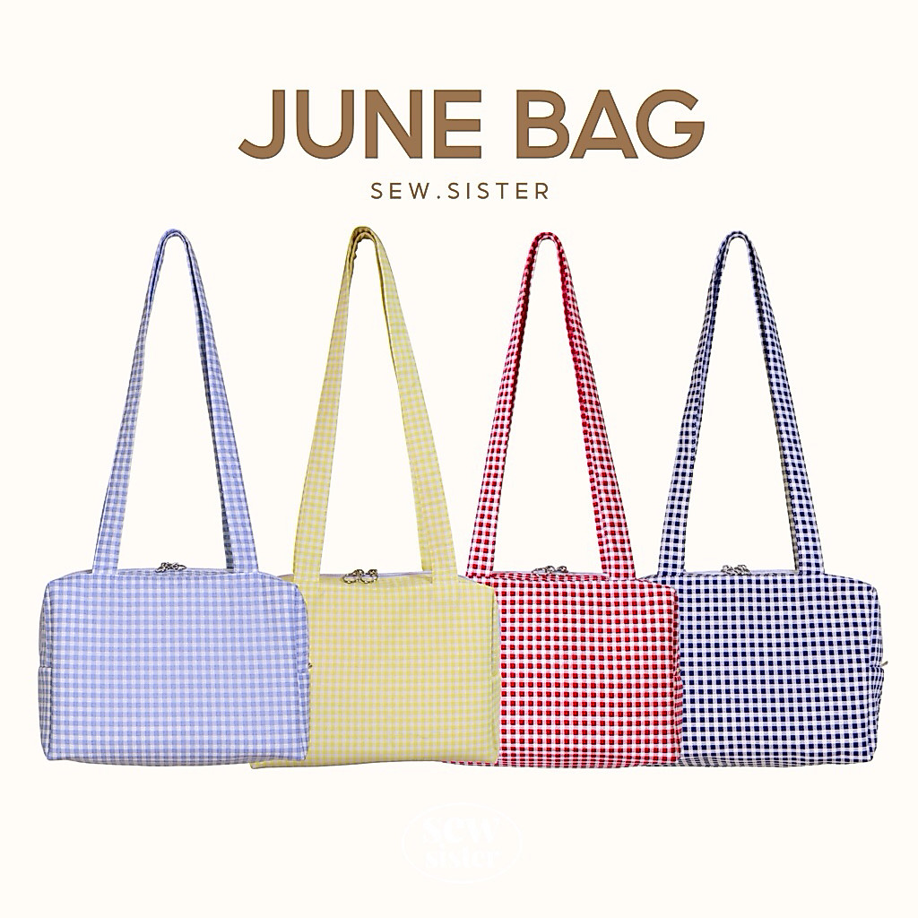 June bag กระเป๋าสะพายไหล่ทรงกล่อง ลายสก็อต 4 สี อยู่ทรงสวย พร้อมส่ง made in Thailand 🇹🇭