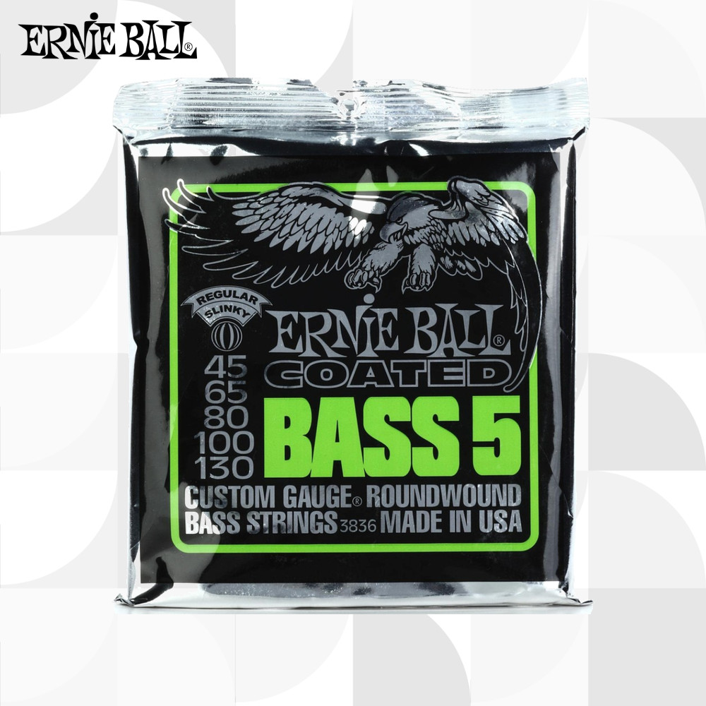 ERNIE BALL 3836 Slinky Bass Coated Regular Slinky (.045-.130) 5 สาย Bass Strings สายเบส【ส่งตรงจากญี่