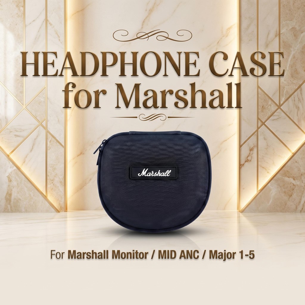 กระเป๋าเก็บหูฟังครอบหัว วัสดุ EVA แข็ง กันกระแทก กันฝุ่น รองรับ Marshall Monitor / MID ANC / Major 1 2 3 4 5 มีช่องตาข่ายเก็บอุปกรณ์ พกพาสะดวก