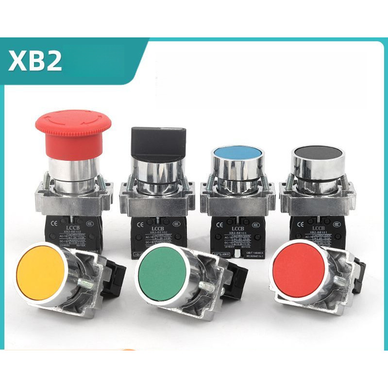 ปุ่มสวิตช์ XB2-BA31C/41/42/โลหะ หัวแบน สตาร์ท/หยุด รีเซ็ตตัวเอง สวิตช์ชั่วขณะ 22MM