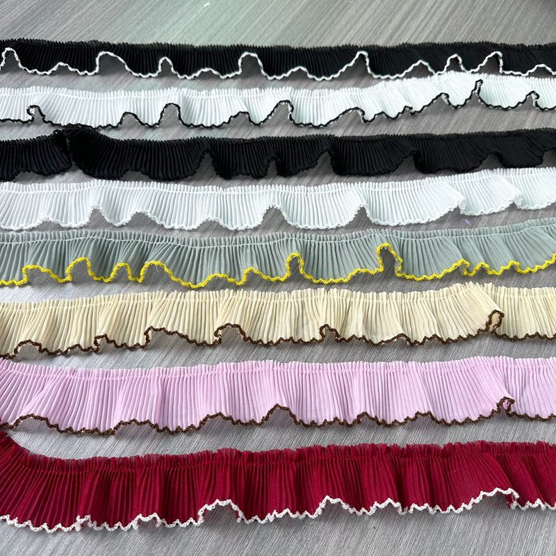 1หลาจีบรวบรวมRuffleชีฟองโพลีเอสเตอร์ลูกไม้TrimชุดFluffy Hemlineเย็บDIY Craft Headwearผ้ากันเปื้อนผ้าม่านอุปกรณ์เสื้อผ้า3.5-12ซม.ความกว้างสินค้าราคาถูกCX