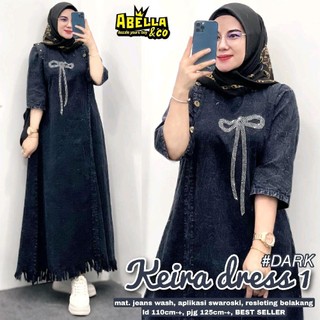 Ready Stok Siap Kirim • Keira Midi#1 #2 #3 #4 #5 • Midi Dress Jeans Wash Rawis Aplikasi Swaroski Tempel Terbaru Viral • Matt Jeans Wash Premium Ld ±110 Pb ±125 •  Wanita  Pesta Motif Santai  Muslim
