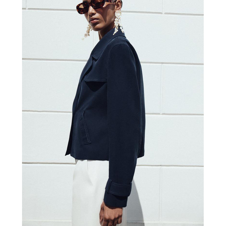 ZA Lapel Long Sleeve Wanted Line Decoration Commuter Short Jacket 3588885 - รูปที่ 4