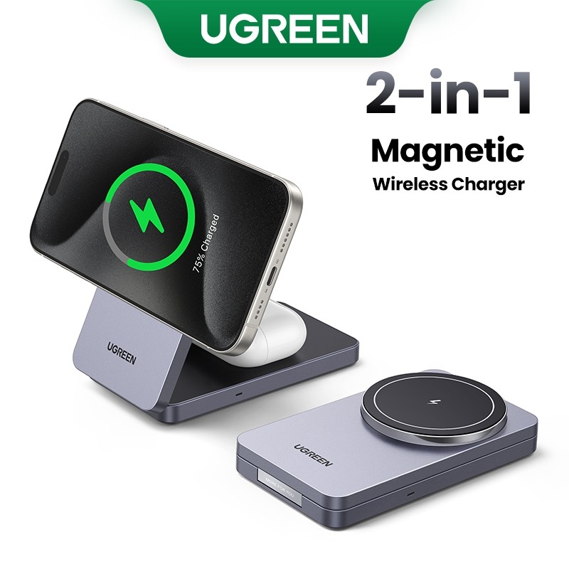 UGREEN แท่นชาร์จไร้สายแบบแม่เหล็ก 2-in-1 25W แท่นชาร์จสําหรับ iPhone Fast Charger