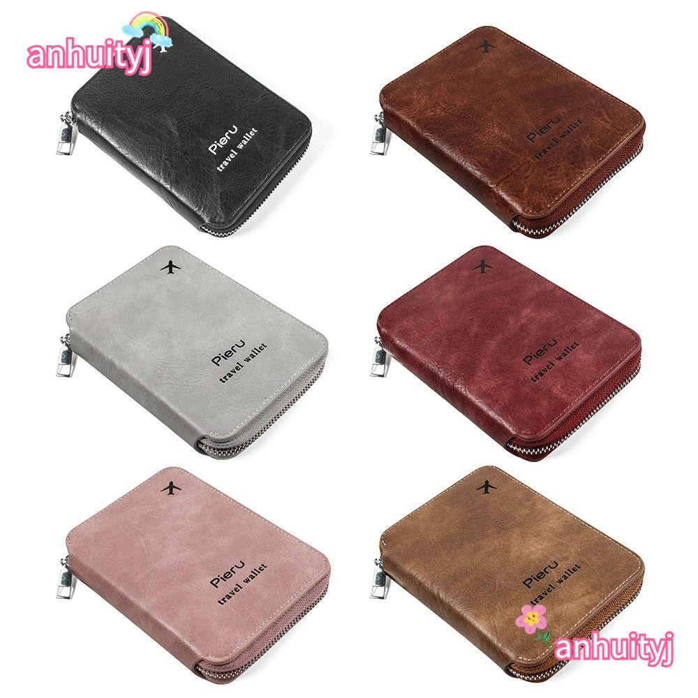 ANHUITYJ RFID Passport Holder, Rfid Anti-Theft Brush Leather Passport ID Bag, Passport Holder Multif