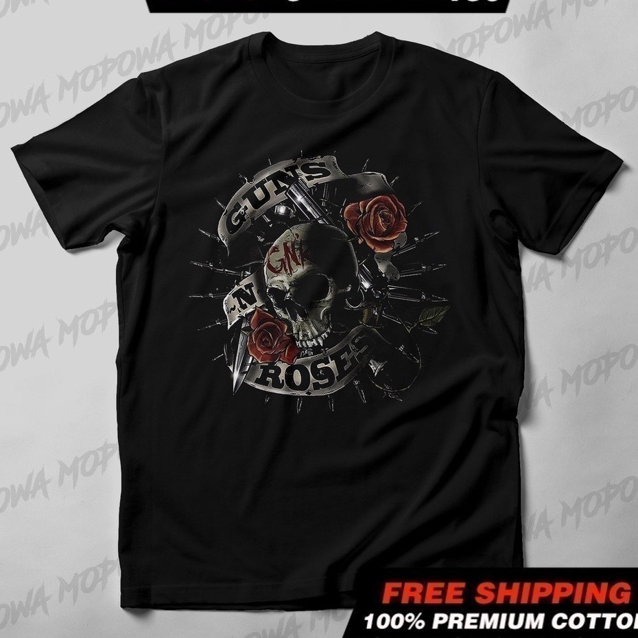 2025 เสื้อวงแฟชั่น Guns N Roses Tshirt พิมพ์คุณภาพ 100%