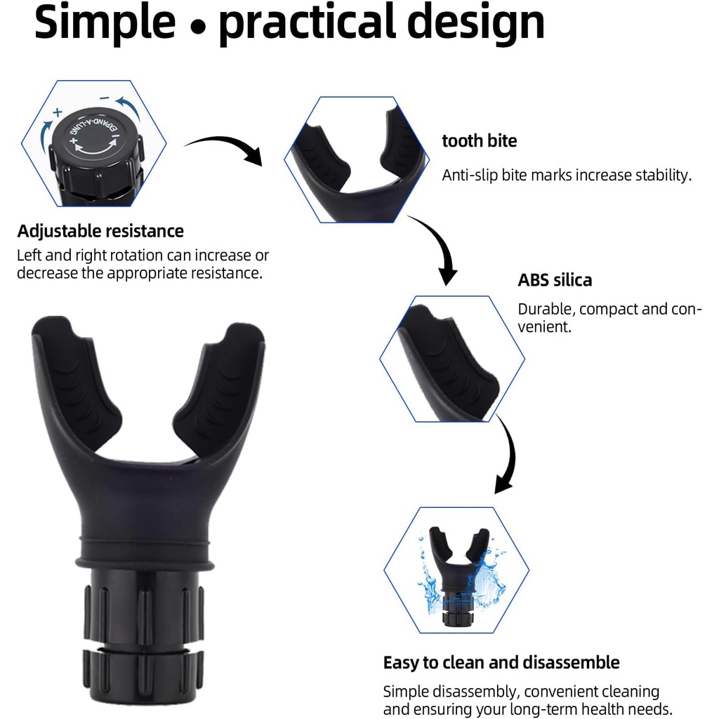 Oxyflow เทรนเนอร์พกพาสำหรับการออกกำลังกายช่องปากและกล้ามเนื้อ สวมใส่ง่ายสำหรับโยคะ, ปั่นจักรยาน, การ