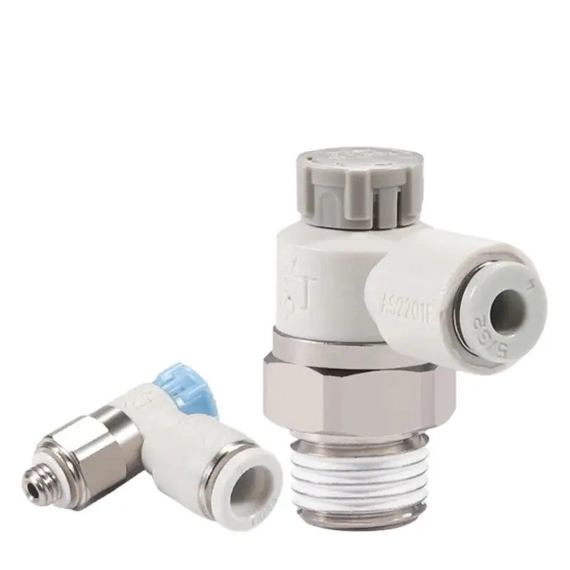 10PCS Pneumatic Speed Controller วาล์วปีกผีเสื้อ AS1201F/AS2201F Series M3 M5 04–10 หลอดติดตั้ง