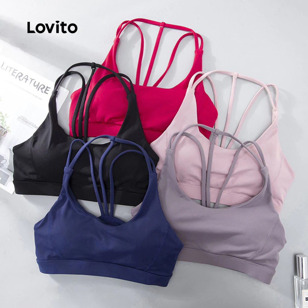 Lovito แคชชวล สปอร์ตบราหญิง สีพื้น สไตล์สปอร์ต LNL77167\4 thumbnail 4