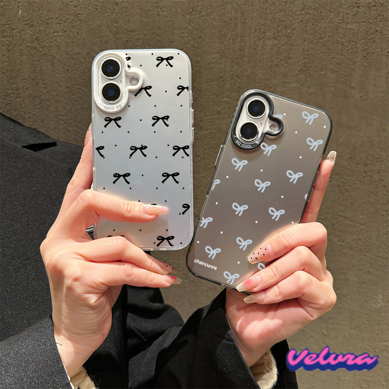 For เคสไอโฟน 13 12 11 iPhone 16 15 14 PRO MAX X XS MAX XR 7/8PLUS โบว์สีดำ แอปเปิ้ลโทรศัพท์ จัดส่งจากประเทศไทย