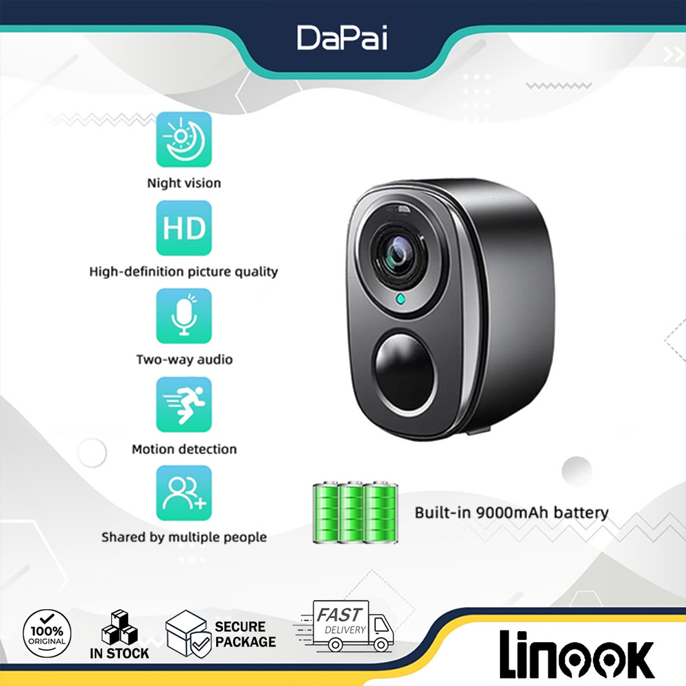 Linook 4MP 2K กล้องวงจรปิดไร้สาย WiFi ในตัว ไม่ต้องใช้ปลั๊กอิน ตรวจจับความเคลื่อนไหว สภาพอากาศ