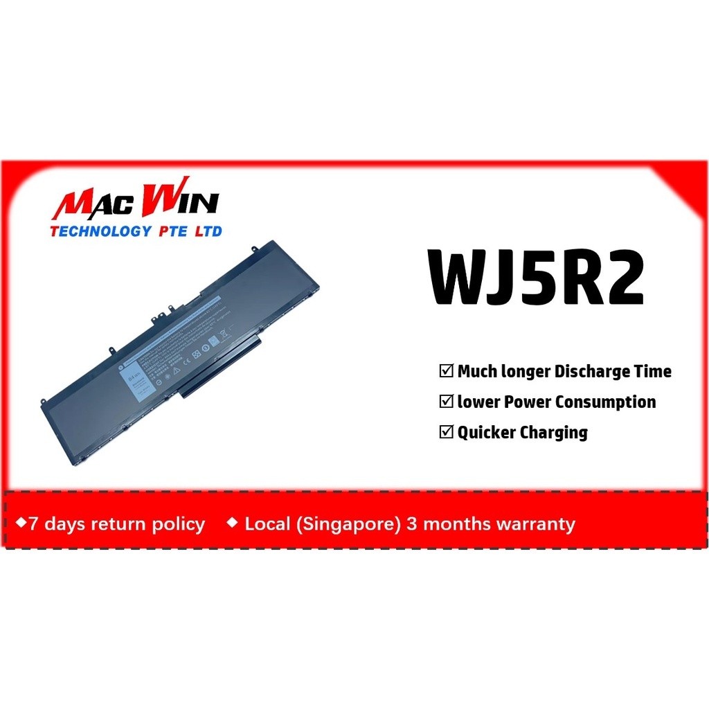 WJ5R2 แบตเตอรี่แล็ปท็อปสําหรับ Dell Precision 3510 M3510 Latitude E5570 Series โน้ตบุ๊ค 4F5YV 11.4V 