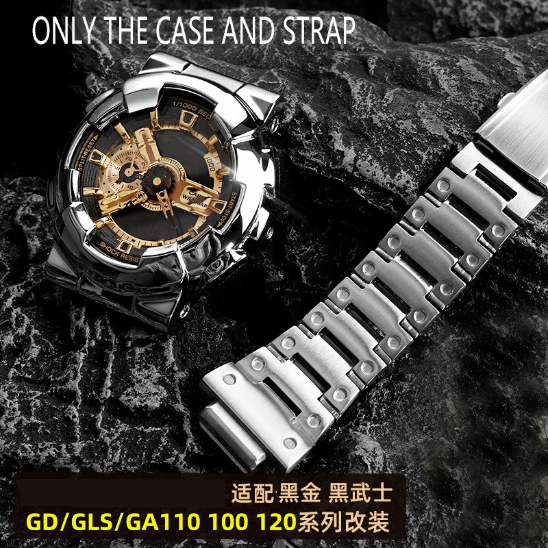 GA110 สําหรับ G-SHOCK Casio GA-110GB/100/120 นักรบสีดําดัดแปลงสแตนเลสโลหะกรณีสายรัดข้อมือสร้อยข้อมือ