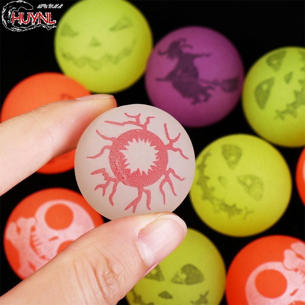 RENDZ 10 ชิ้น/เซ็ตฮาโลวีน Bouncy Balls, Glow-in-the-Dark 32 มม. Bouncy Eyeballs สนุก Luminous Bouncy