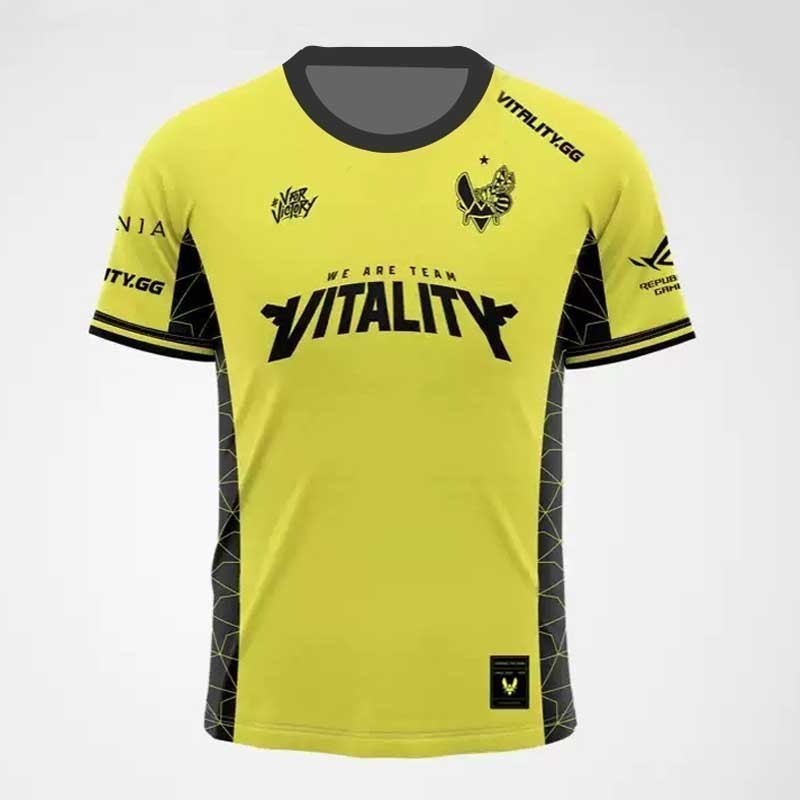 [เสื้อยืดทีม Vitality] ZywOo เสื้อยืดคอกลมแขนสั้นสำหรับ e-sports | ออกแบบพิเศษเพื่อการแข่งขัน CSGO M