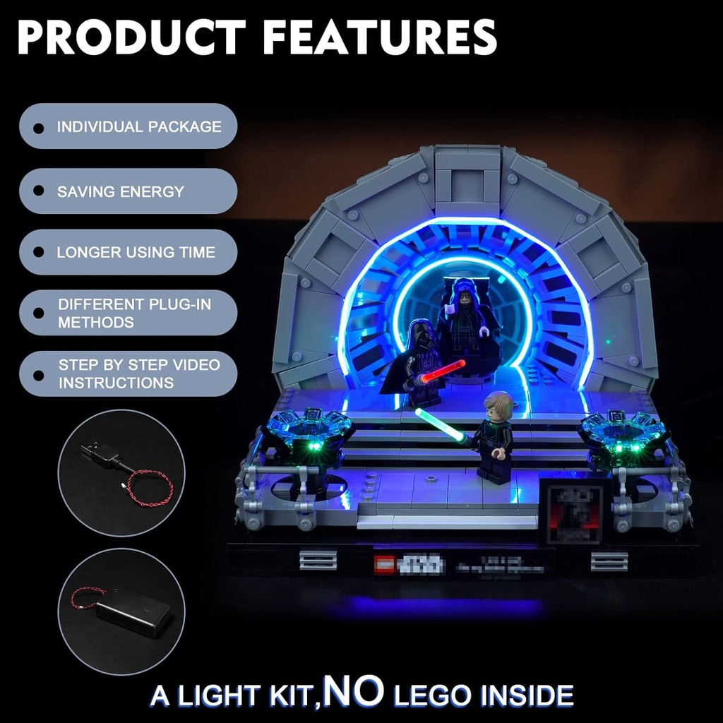 BrickBling ไฟ LED เข้ากันได้กับ Lego Emperors Throne Room Diorama 75352 Building Set (ไม่รวมอาคาร), 