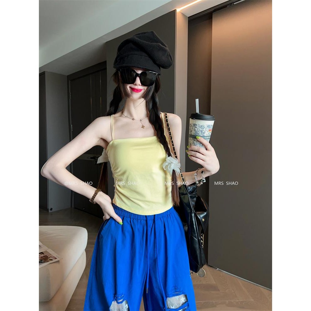1191 Camisole สำหรับผู้หญิง เสื้อทรงคอร์เซ็ท สีพื้น รูปที่ 2