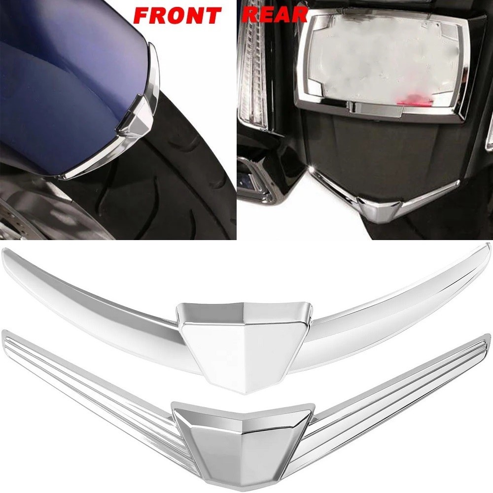 รถจักรยานยนต์ ABS Chrome ด้านหน้าด้านหลัง Fender Tip Trim Accent Mudguard สําหรับ Honda Goldwing GL1