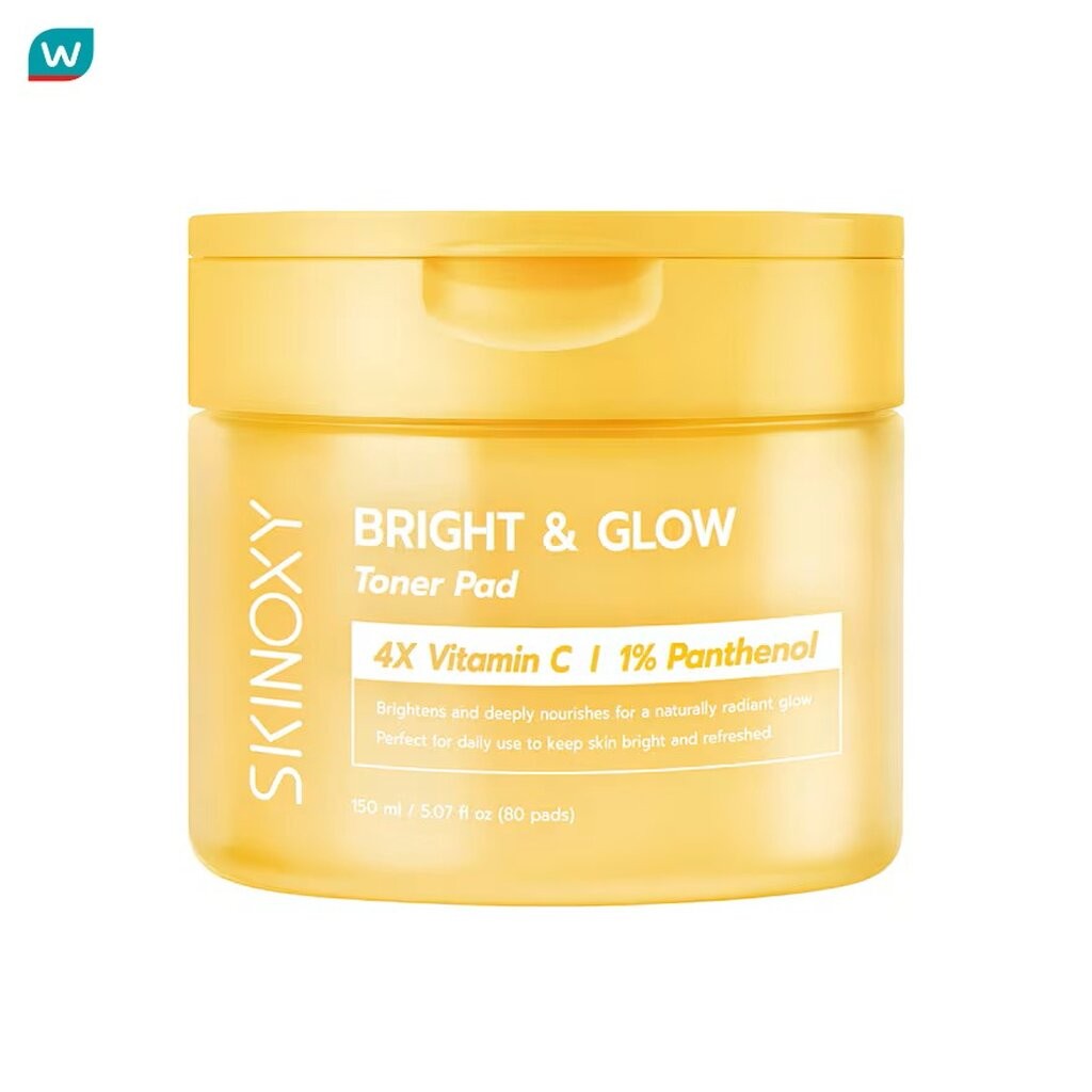 Skinoxy สกินอ๊อกซี่ โทนเนอร์ แพด ไบรท์ แอนด์ โกลว์ 80 แผ่น ผิวนุ่ม อิ่มฟู ดูอ่อนเยาว์