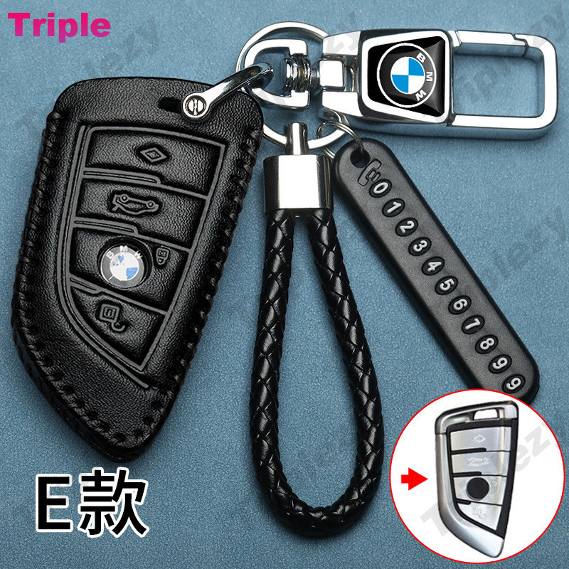 หนังสีดํากุญแจรถ Fob Shell ผู้ถือกรณีฝาครอบ Protector พวงกุญแจสําหรับ BMW 1 2 3 5 7 Series G20 G30 X
