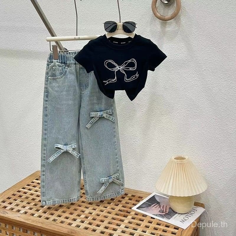Fast Shipping   ชุดไทยแขนสั้นและทีเชิร์ตพร้อมกางเกงยีนส์สำหรับฤดูร้อนปี 2025