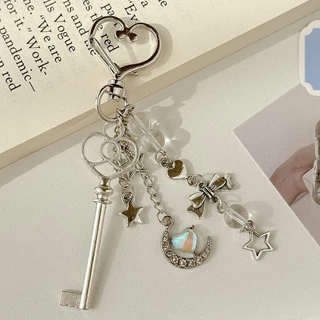 ประณีต Blue Love Moon จี้ Bowknot พวงกุญแจโทรศัพท์หูฟังกรณี Charms กระเป๋าเป้สะพายหลังเครื่องประดับ