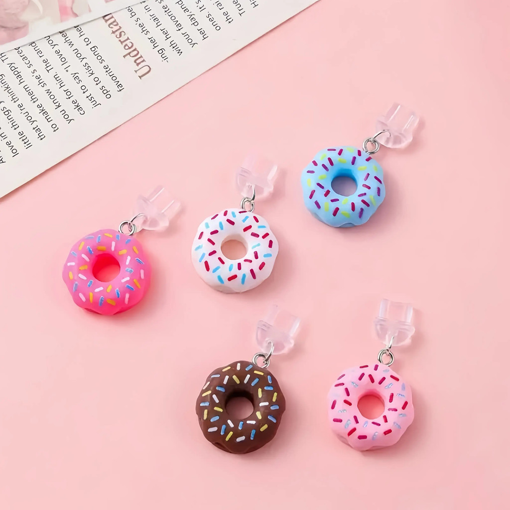อาหารและของหวาน 1 ชิ้น ปลั๊กกันฝุ่นสไตล์เค้กโดนัท เหมาะสําหรับ iPhone, Android, ของตกแต่งโทรศัพท์ Type C