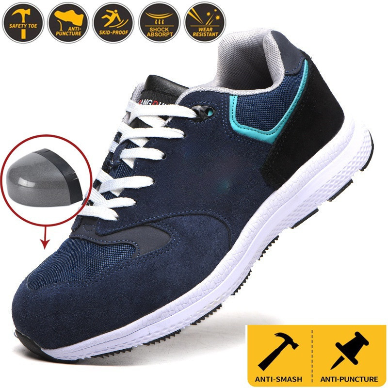 รองเท้ากีฬา รองเท้าเซฟตี้ พื้นเคฟล่า น้ําหนักเบา ระบายอากาศได้ดี เพื่อความปลอดภัย ไซซ์ 36-46
