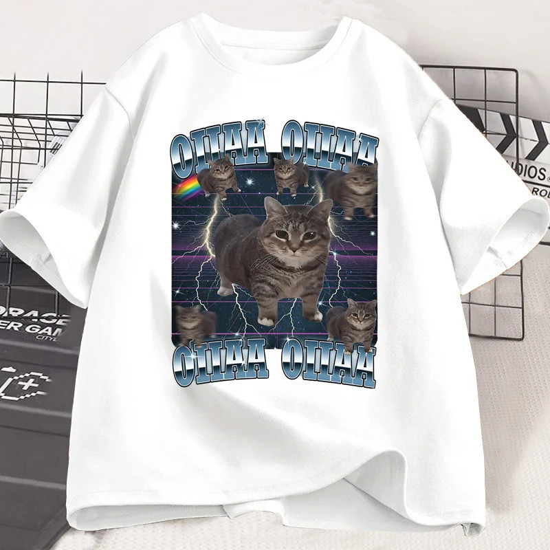 COD Funny Viral Oia Cat Meme Graphic T Shirts for Women Silly Ca P348